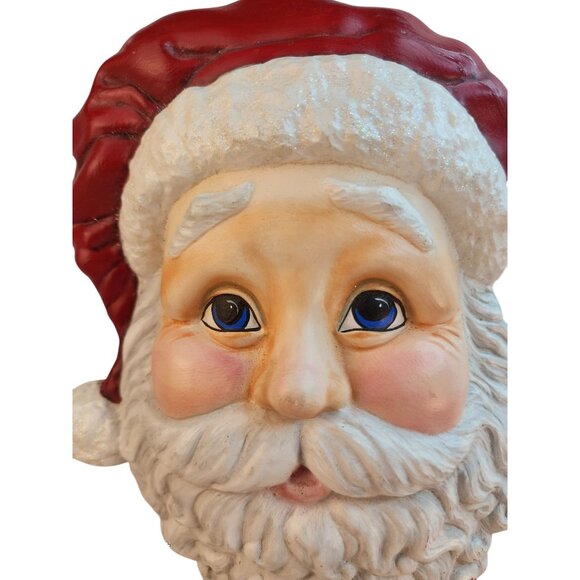 Santa Claus Face Wall Hanging Christmas Decoration Red/White Vintage Look 13x10 - Picture 7 of 12